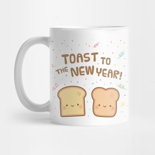 Cute Toast To The New Year Bread Pun Mug